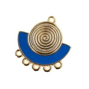 Chandelier demi-lune spirale émaillé 23.5x22.5mm DORÉ/SKY BLUE  x1