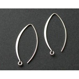 Crochet BO 1 côté plat 32x16mm Argent 925 x2