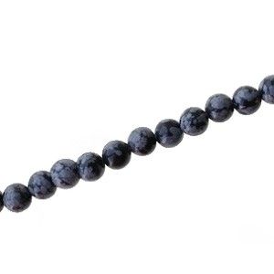 Ronde 6mm OBSIDIENNE FLOCON DE NEIGE x1 fil de 40cm