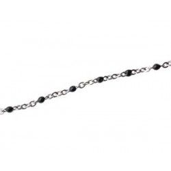 Stainless Steel Enamelled Ball Chain JET x1 strand of 1m