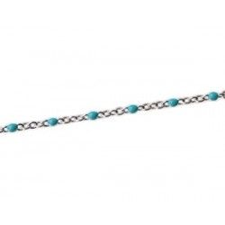 Stainless Steel Enamelled Ball Chain TURQUOISE  x1 strand of 1m