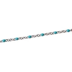 Chaîne Acier Inoxydable Boule Emaillée TURQUOISE x1 fil de 1m