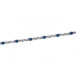 Stainless Steel Enamelled Ball Chain NAVY BLUE  x1 strand of 1m