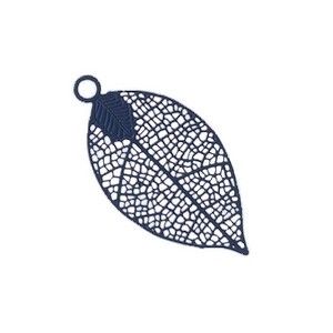 Laser Cut Emaillé Feuille 37x19mm NAVY BLUE x1