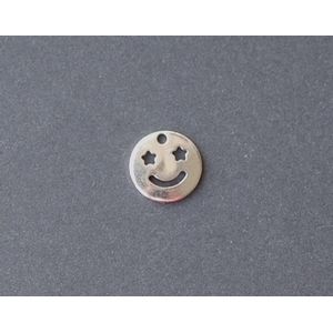 Breloque Smiley Yeux Etoile 10mm ARGENTÉ x2