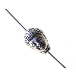 Tête de Bouddha Thai 10.3x7.3mm ARGENTÉ VEILLI x1