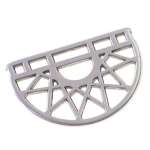 Intercalaire Demi-Lune Aztèque 30x20mm ARGENTÉ SATINÉ x1