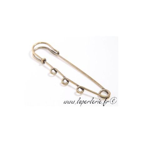 Epingle à  kilt 3 anneaux 8cm LAITON  - 1