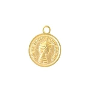 Breloque Queen Elisabeth 13mm DORÉ  x1