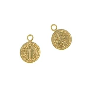 Médaille Ronde Jésus / Croix  9.4 x 12.7 mm DORÉ x2