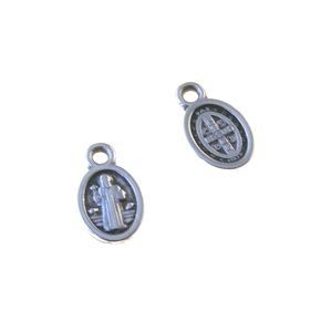 Médaille Ovale Jésus / Croix 13.05 x 7.7 mm ARGENTÉ VIEILLI x2