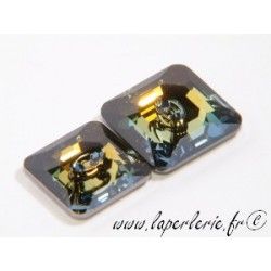 Square button 3017 14mm CRYSTAL TABAC