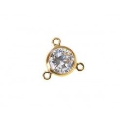 Intercalaire chaton serti Crystal 6mm 3 anneaux Gold Filled 14cts x1