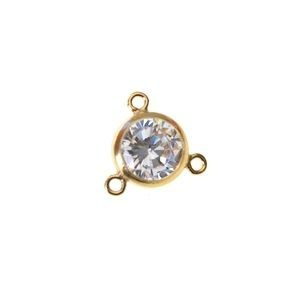 Intercalaire chaton serti Crystal 6mm 3 anneaux Gold Filled 14cts x1