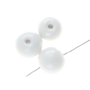 Perles rondes 8mm verre indien BLANCHE x20  - 1