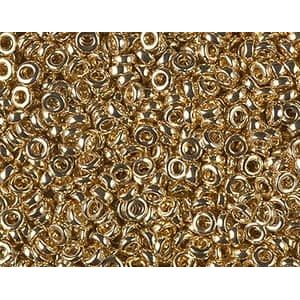 Spacer Miyuki 3mm 193 24kt Light Gold Plated, les 3g.