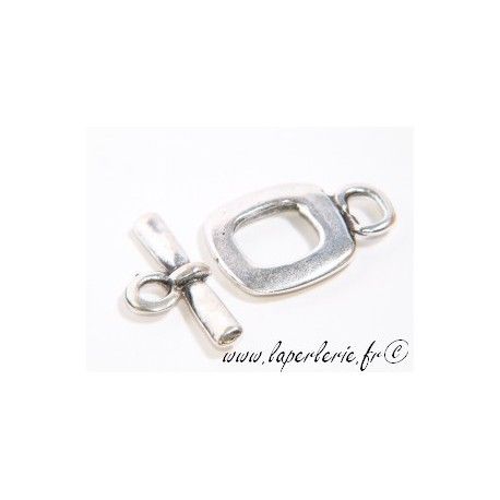 Fermoir carré épais + barre 16mm ARGENT  - 1