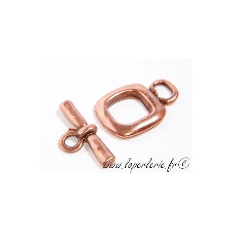 Fermoir carré épais + barre 16mm CUIVRE  - 1