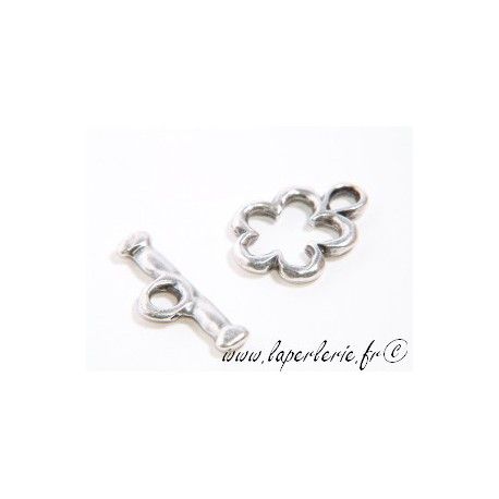 Fermoir fleur + barre 16mm ARGENT  - 1