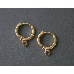 Leverback earrings hoop 11.5mm  GOLD COLOR x2