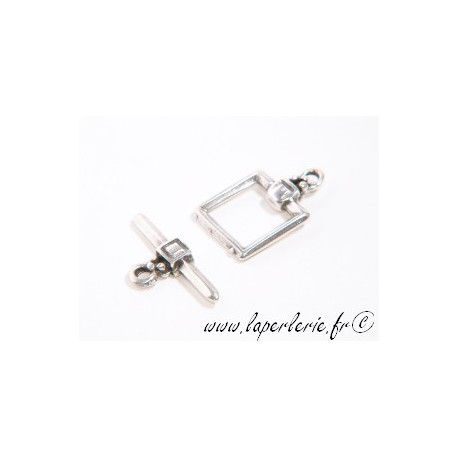Fermoir carré + barre 12mm ARGENT  - 1