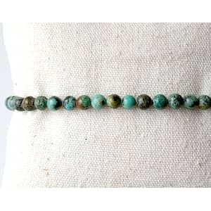 Bracelet ronde 4mm Jaspe Turquoise d'Afrique 18cm