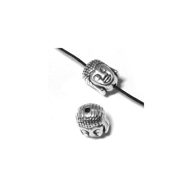 Perle bouddha argentée 8x10mm x1  - 1