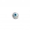 Perle émaillée argentée 12x3.5mm œil porte-bonheur x1