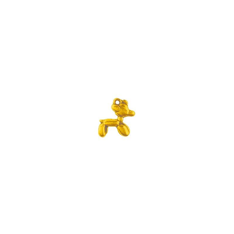 Breloque chien en ballon dorée à l'or fin 24K 17x13mm x1  - 1