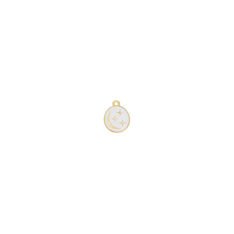 Pendentif en zamak doré à l'or fin motif étoile et croissant de lune 12.7x16.2mm x1  - 1