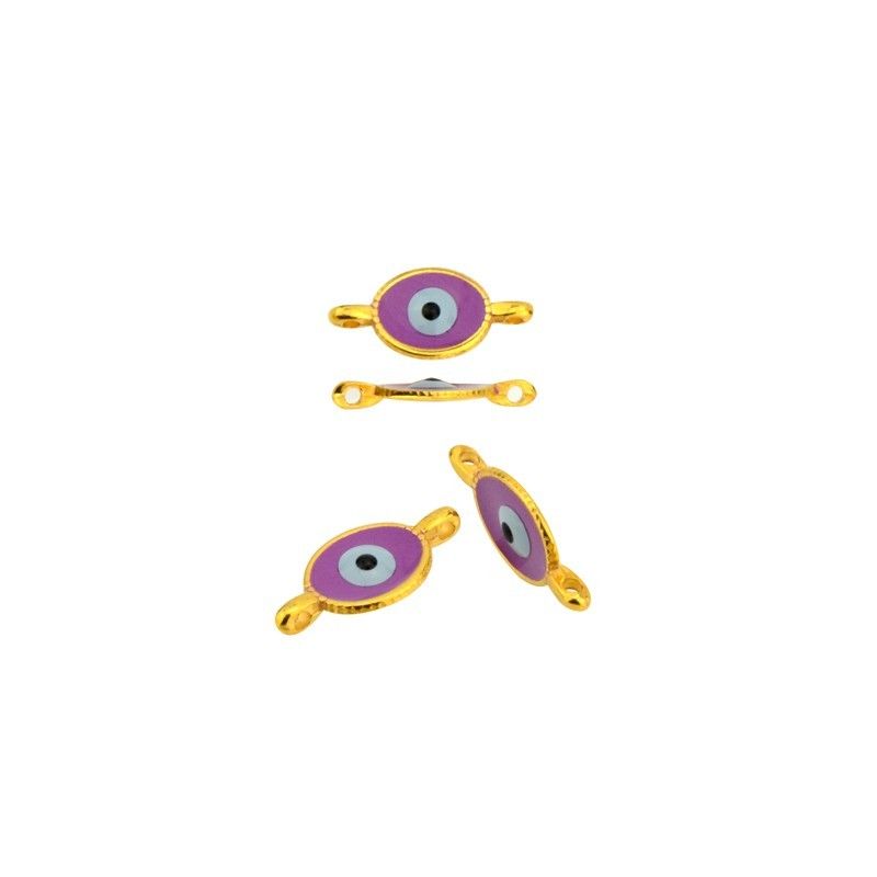 Connecteur ovale émaillé œil en zamak doré à l'or fin 8x16.5mm x1  - 1