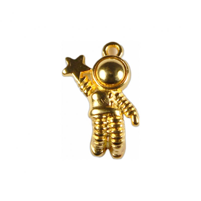 Breloque Astronaute 20x12MM Doré à l'or Fin 24K x1  - 2