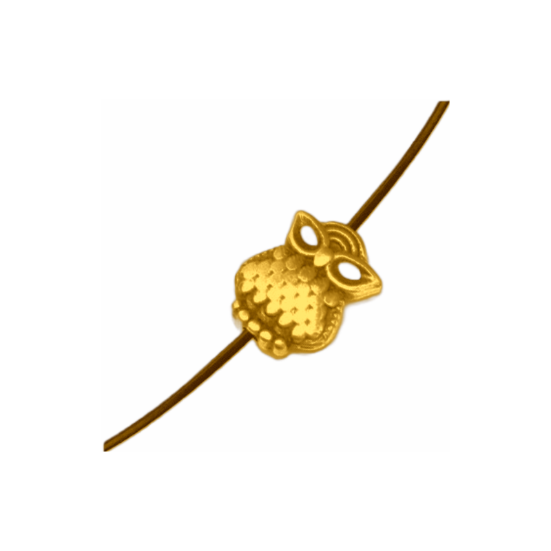 Perle hiboux dorée à l'or fin 24K/ AG999 finition argentée 5-7 microns - 8x10mm x1  - 2