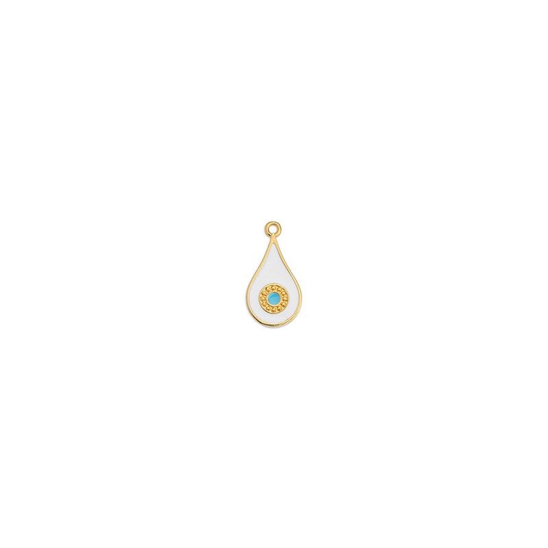 Pendentif motif ethnique œil 11.7x22.4mm doré à l'or fin 24K x1  - 1