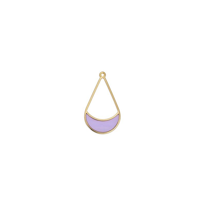 Pendentif contour goutte avec demi-lune intérieur | effet vitrail violet 23.9x41.3mm x1  - 1