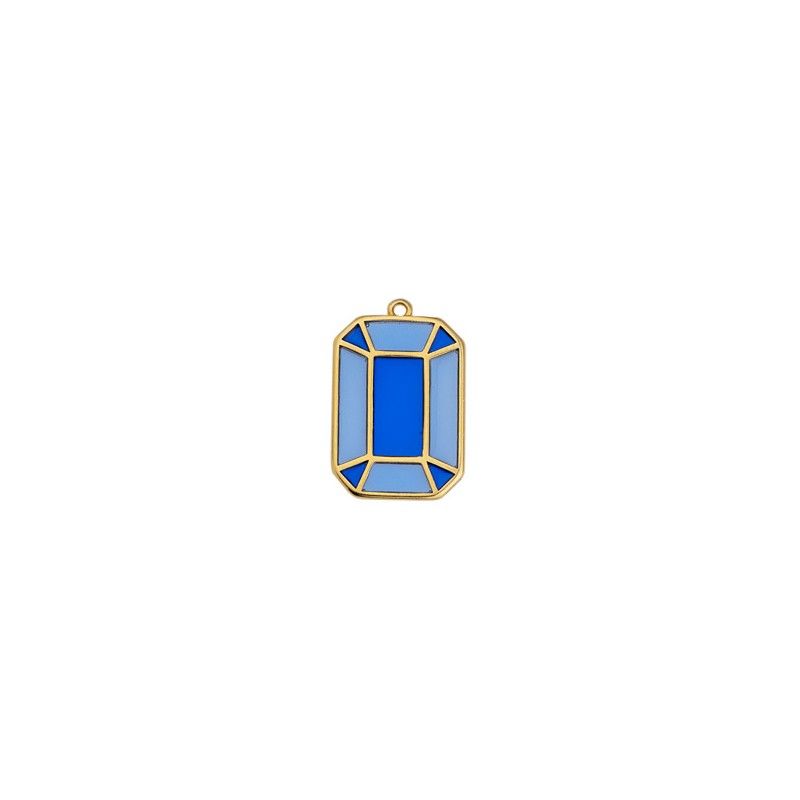 Pendentif octogone effet vitrail bleu 19.1x29.1mm x1  - 1