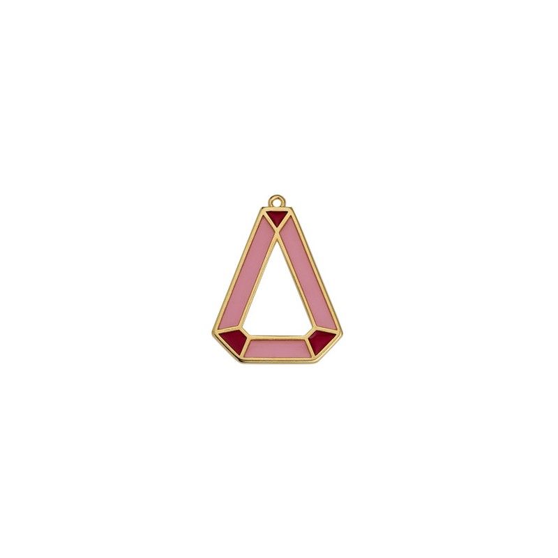 Pendentif triangle angulaire effet vitrail rouge 26.7x34.8mm x1  - 1