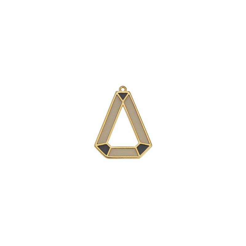 Pendentif triangle angulaire effet vitrail cristal fumé 26.7x34.8mm x1  - 1