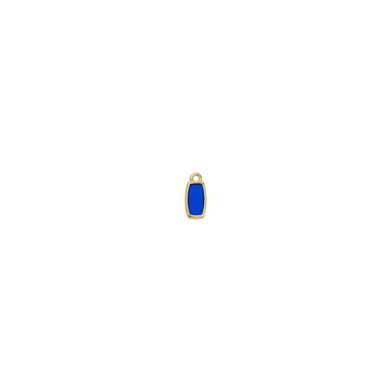 Pendentif rectangulaire arrondi effet vitrail bleu marine 6.2x13.5mm x1  - 1