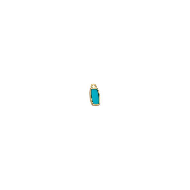 Breloque rectangulaire arrondie effet vitrail turquoise 6.2x13.5mm x1  - 1