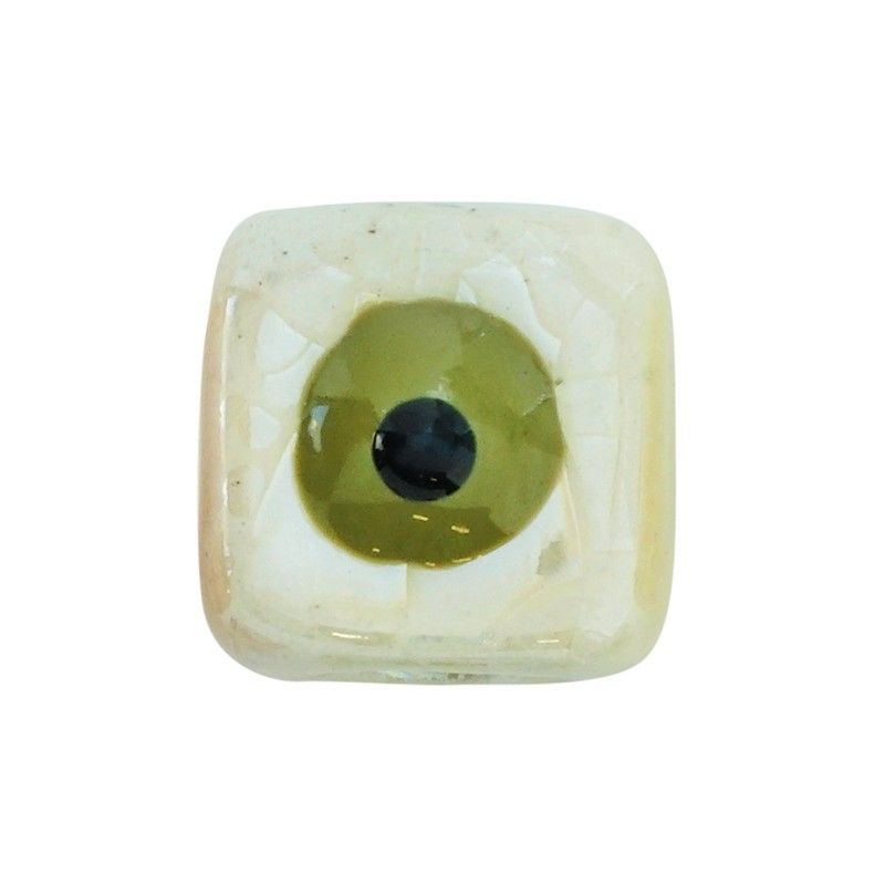 Perles carrées en céramique motif œil émaillé 10mm x1  - 3