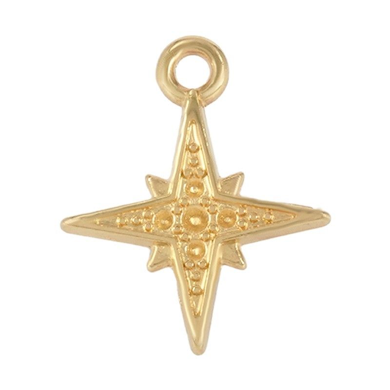 Breloque étoile en zamak doré à l'or fin 16.6x13.8mm x1  - 1
