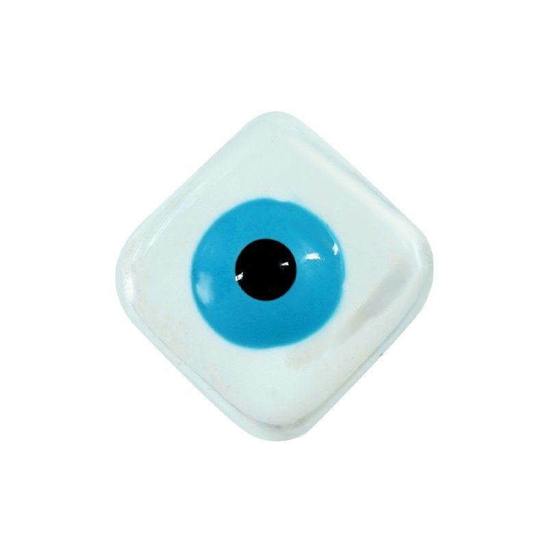 Perle Losange œil en céramique blanche émaillée 13mm x1  - 1