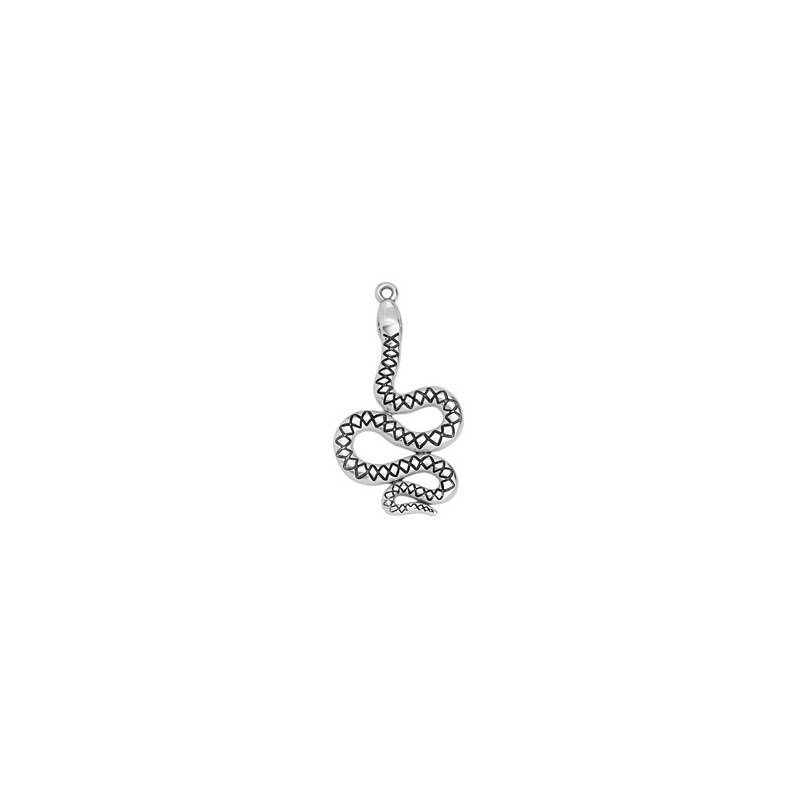 Pendentif argenté 24x45mm serpent x1  - 1