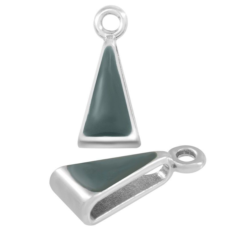 Attache breloque triangle émaillée 7x12mm A999 finition argentée5-7 microns x1  - 2