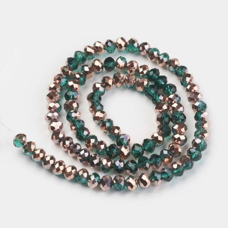 Ronde aplatie facettée 4x3mm PÉRIDOT OPAL fil 45cm