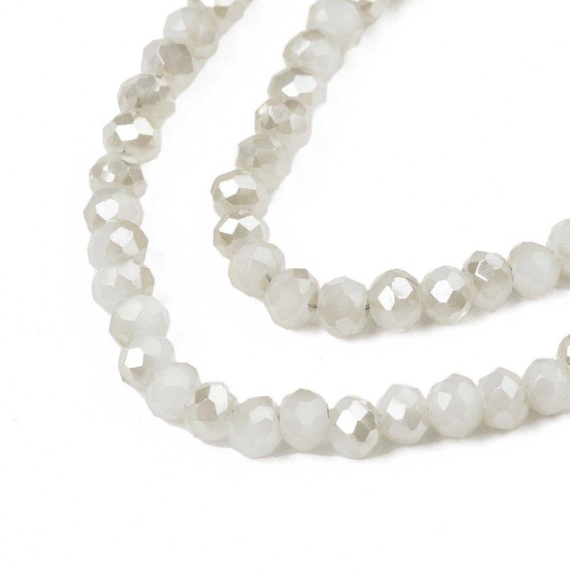 Ronde aplatie facettée 2x3mm BLANC GALVANOPLASTIE CREME BRILLANT fi de 35 cm