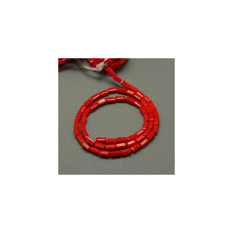 Cube facetté rectangle 3x6mm fil de 45cm NUDE ROUGE