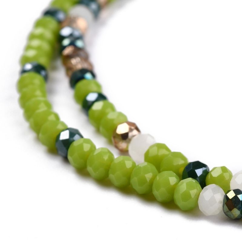 Cube facetté 2.5mm fil de 45cm MIX VERT METALLIC