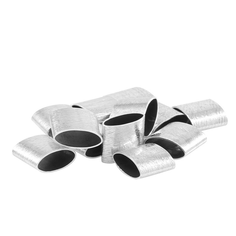 Tube de perle ovale en laiton argenté 3.2x7.2mm x1  - 1